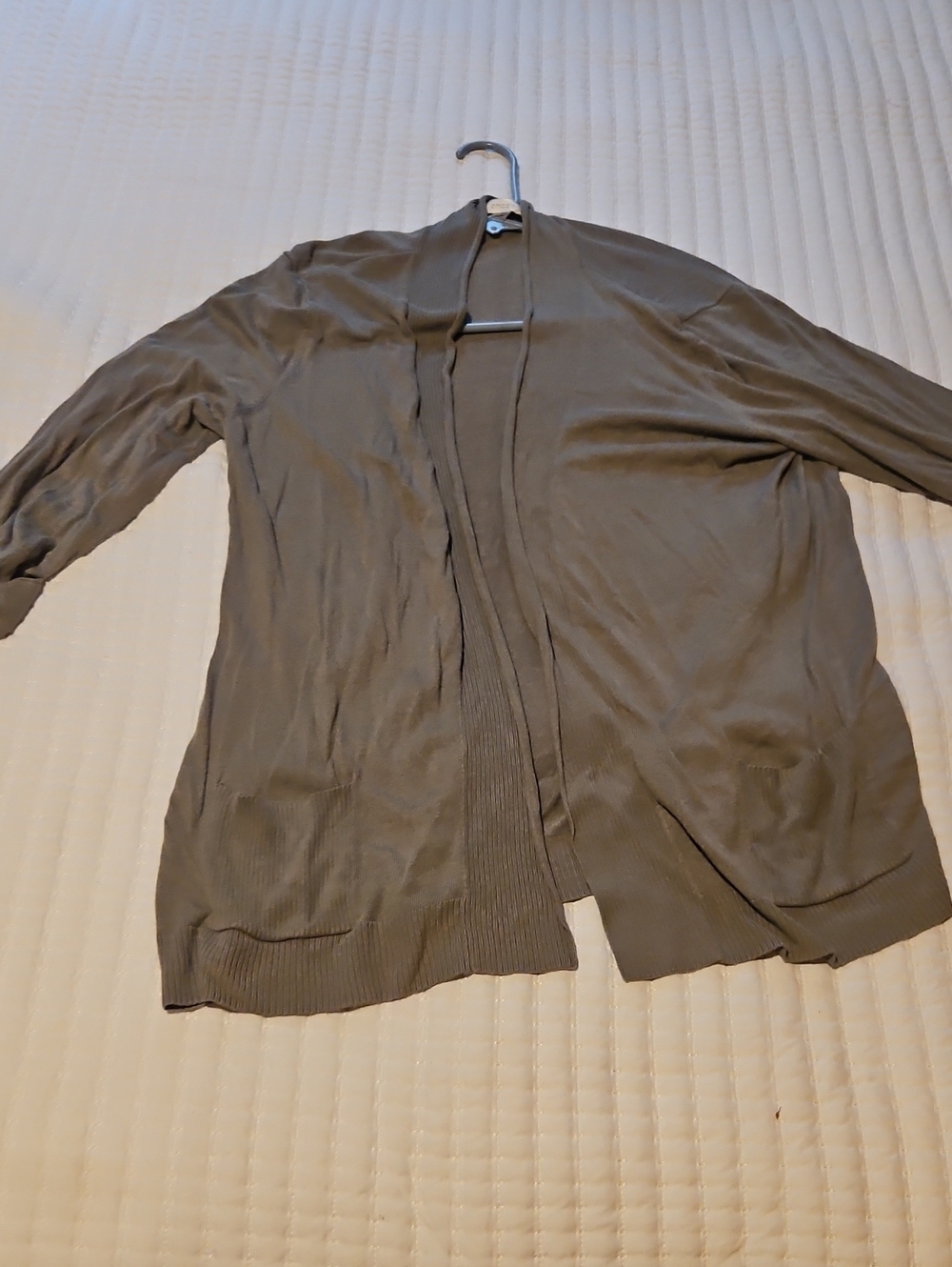 Chico's Open-Front Lightweight Cardigan - Olive Green